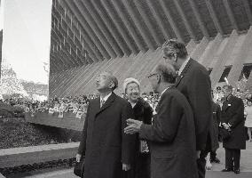 His Majesty the Emperor inspects the Canada Pavilion at the Osaka Expo